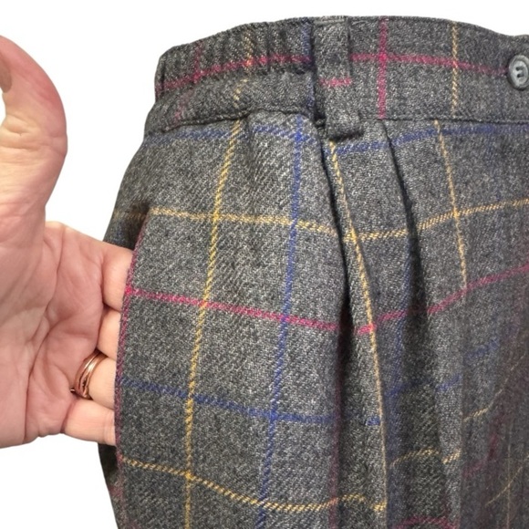 Vintage Talbots super high waist wool blend plaid cuffed mom shorts women’s 12 - Picture 5 of 10